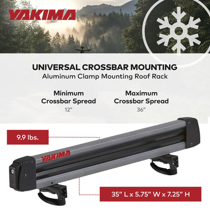 YAKIMA, FreshTrack Ski & Snowboard Mount, Fits Most Roof Racks, 6 Ski Pairs/2 Snowboards