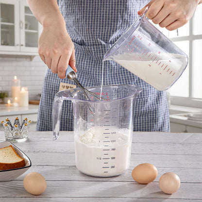 DaYammi Measuring Cups 3-Piece, Unbreakable Food-Grade Plastic Measuring Cup for Dishwasher, 1/2/4-Cup Nesting Liquid Measuring Cups for Prepping, Baking, Cooking, Readable Markings, Clear