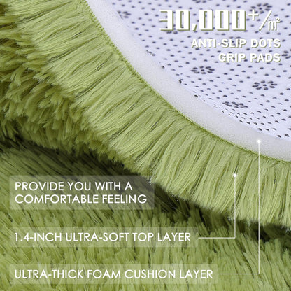 OLANLY Large Area Rug - Soft Fluffy Shaggy Carpet for Living Room & Bedroom | 5x8, Grass Green