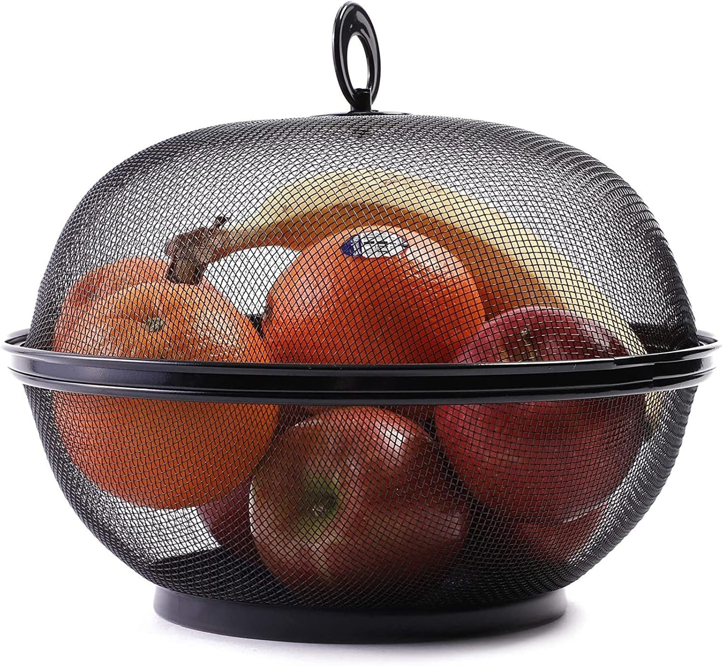 Juvale Black Mesh Fruit Baskets with Lids, 10 Inch Restaurant Kitchen Produce Containers, 2 Pack