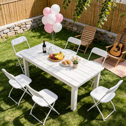 MAKE CHANGES Folding Chairs 16 Pack, Plastic Folding Chairs for Outside, Heavy Duty Foldable Chairs, Sturdy Metal Folding Chairs, 350 lbs Capacity, for Patio, Garden, Camping, White