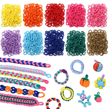 DDAI Bracelet Making Toys Refill Loops Elastic Cloth Band - Arts and Crafts Kit for Kids Weaving Loom Bracelets Kit 1000+ Colorful Fabric Loops - Birthday Gift for Girls Boys 6 7 8-12 Years Old