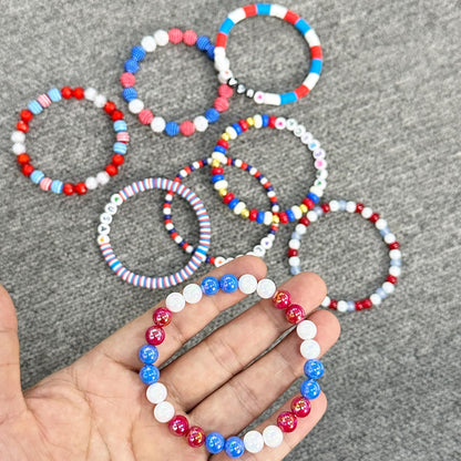 USA 250th Anniversary Polymer Clay Heishi Beads with Assorted Beads Kit for Bracelets Necklace Earring Jewelry Making, 4th of July Independence Day Patriotic DIY Beading Supplies, 3 Boxes