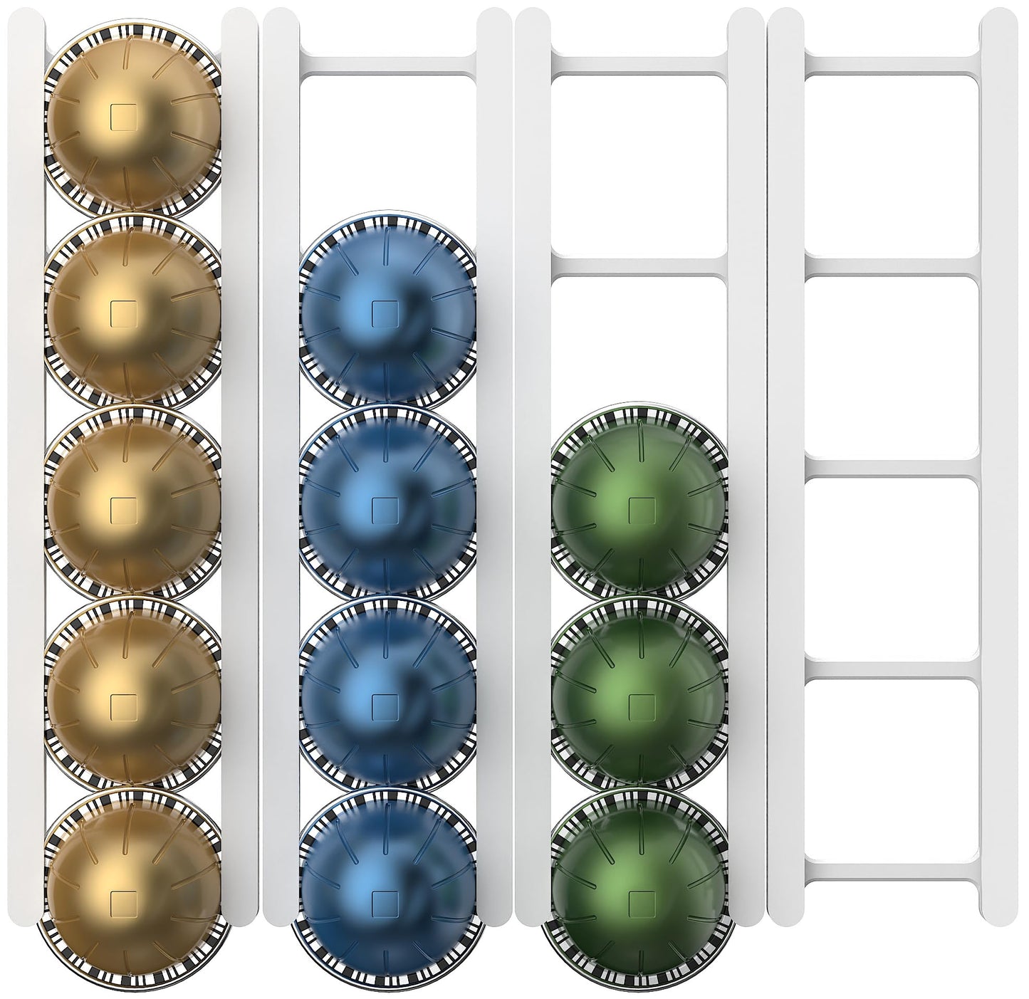 KUSOVILI Adhesive Coffee Pod Holder for Nespresso VertuoLine, Holds 20 Capsules - Wall or Cabinet Mounted Coffee Capsule Rack with Strong 3M Adhesive Strips, Vertical or Horizontal Mount