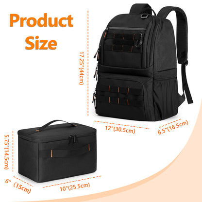BAFASO Tactical Lunch Box for Women & Men, Lunch Backpack with Insulated Cooler Bag and 17 Inch Laptop Sleeve, Black