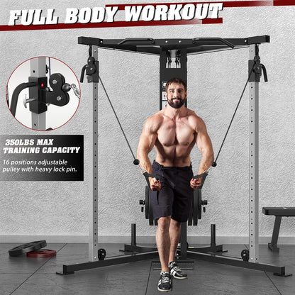 DONOW Cable Crossover Machine, Cable Fly Machine Home Gym System Workout Station with Dual Pulley System Pull-Up Bar Cable Bar and LAT Pull Down System (DN-5011)