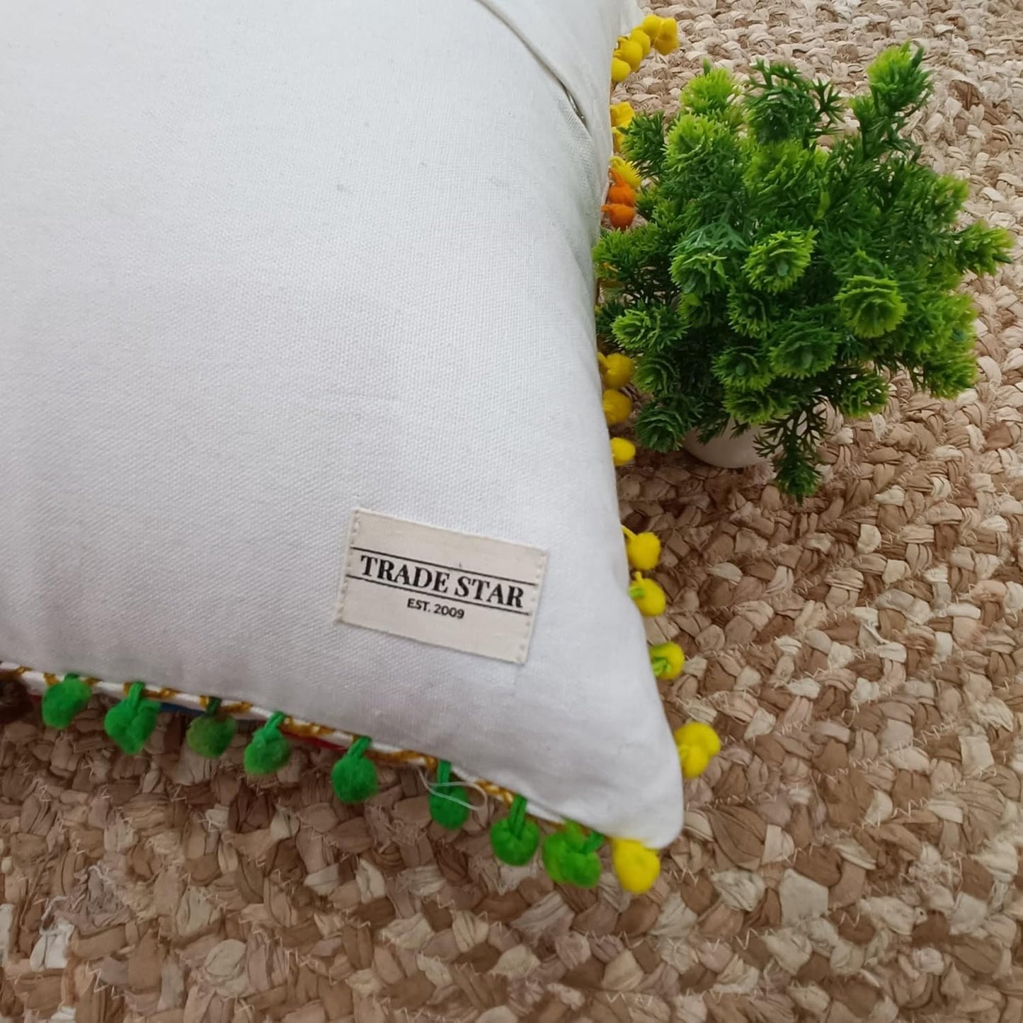 Trade Star 100% Cotton Pillow Cover, Embroidered Modern Elegant Lumbar Decorative Pillow Case