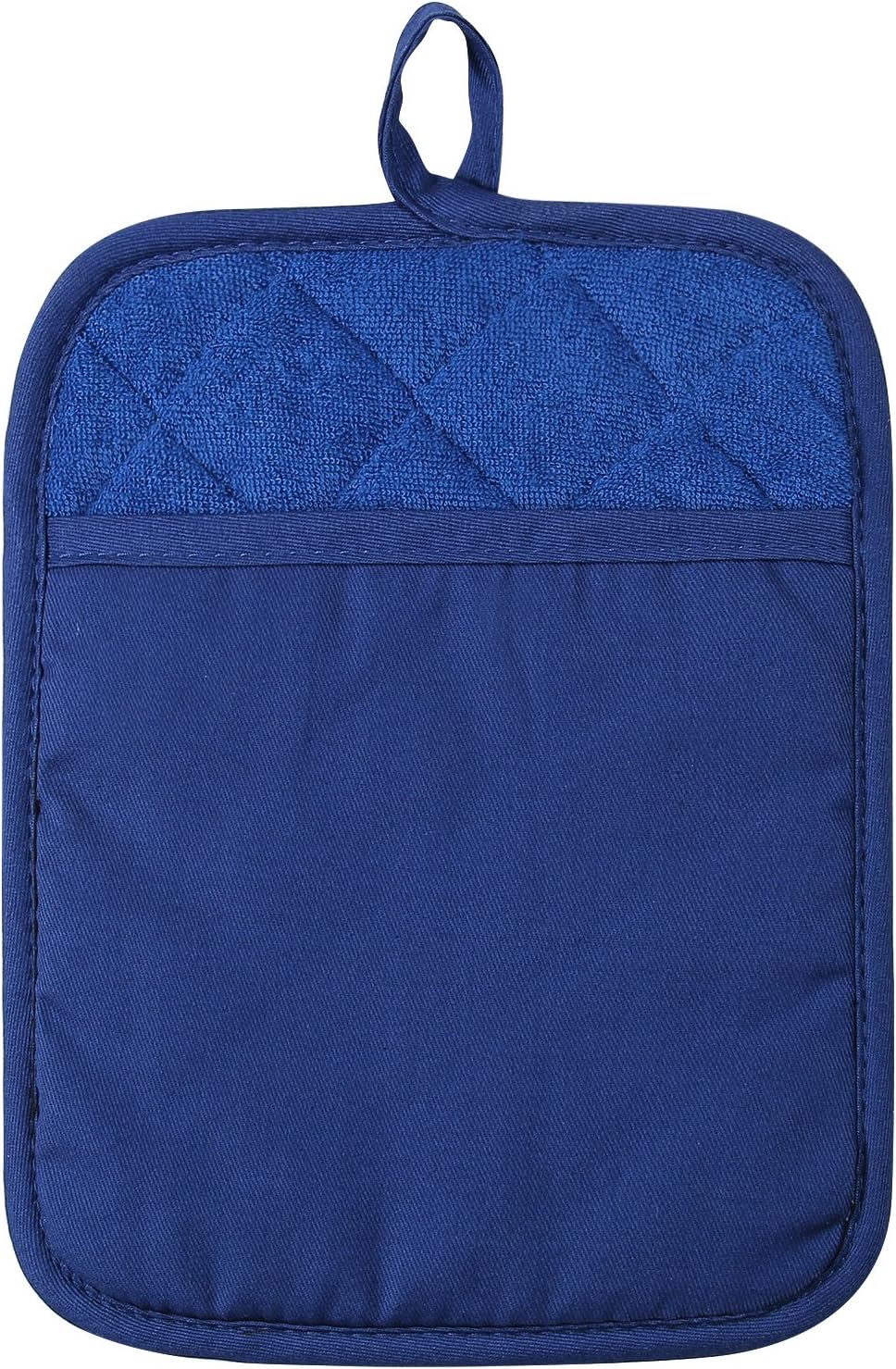 100% Cotton with Silicone Kitchen Pot Holder, Heat Resistant Coaster Potholder Oven Mitts Set of 2 Blue