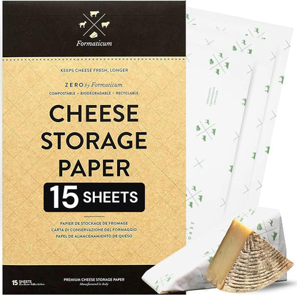 15-Pack 9 13 Inches Formaticum Zero Cheese Storage Paper, Compostable, Biodegradable, and Plastic-Free Paper to Keep
