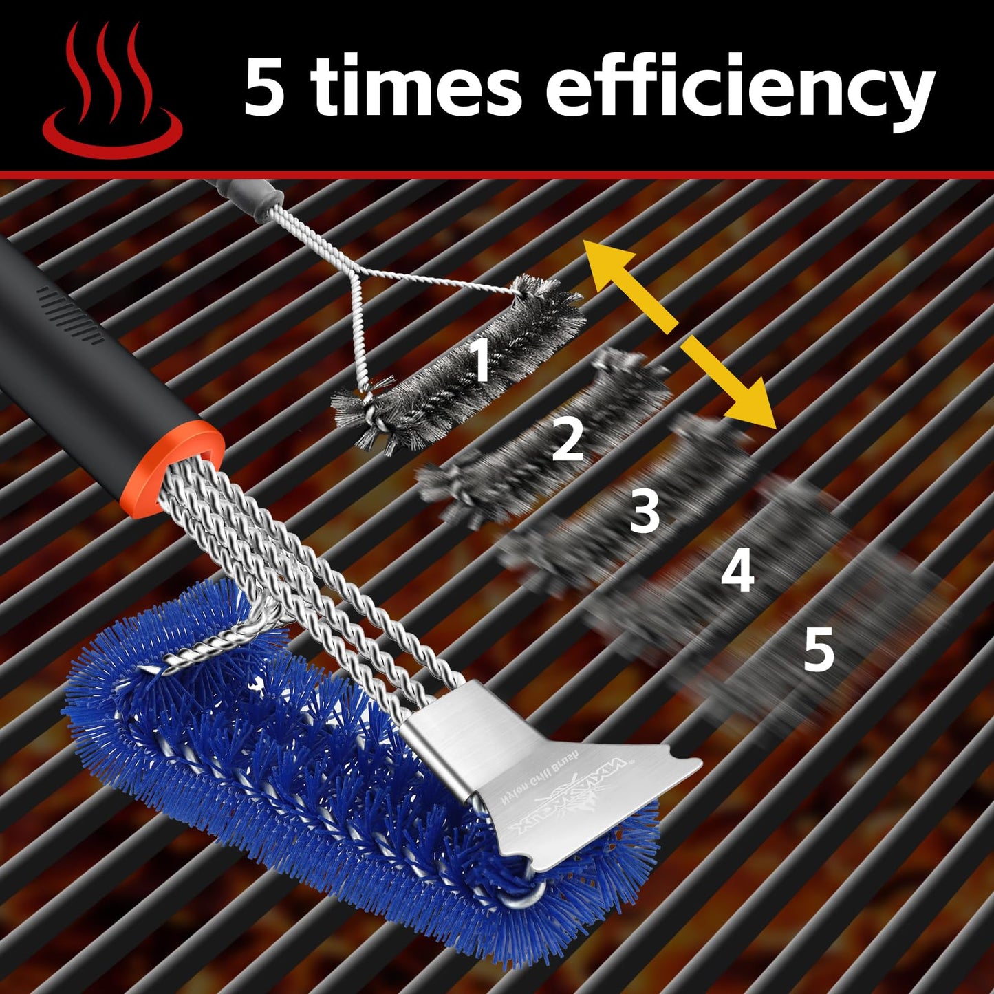 XUDAKAIXIN Grill Brush and Scraper, Safe Nylon Bristles Barbecue Outdoor Grill Brush for Cooled Grates, Extra Strong BBQ Cleaner Accessories (Blue)