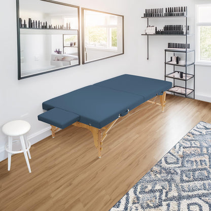 Saloniture Portable Physical Therapy Massage Table - Low to Ground Stretching Treatment Mat Platform - Blue