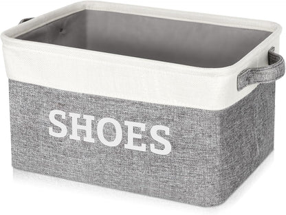 Closet, Lukeline Fabric Shoe Basket for Entryway, Hallway or Mudroom - Flodable Space-Saving Storage Bin for Decorative