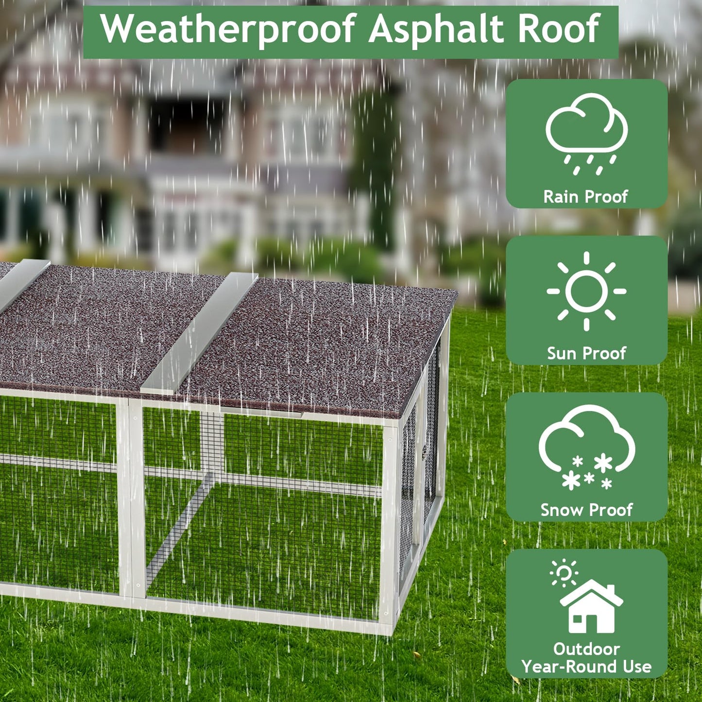 85" Large Wooden Chicken Coop for 2-4 Chickens, Weatherproof Hen House with Nesting Box, Run, Walk-in Poultry Cage with Locks, Outdoor Chicken Duck Coop Rabbit Hutch for Backyard Farm