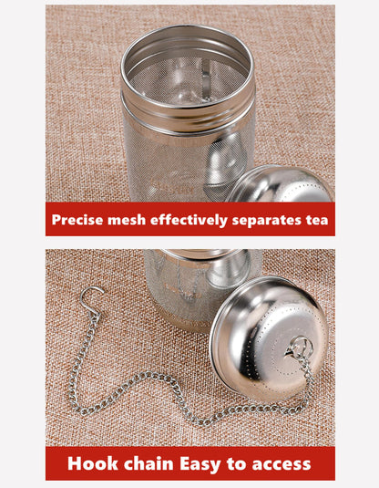 2 Pack Tea Strainers with chain for Loose Tea Sets,Universal Extra Fine Mesh Tea Infuser, 316Stainless Steel & Updated Slim Threaded Lid,Suitable for soaking tea,99% of cup，2 Size