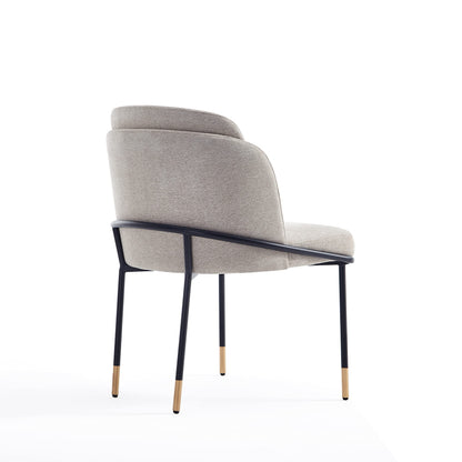 Manhattan Comfort Flor Dining Chair with Metal Legs, Upholstered in Twill Weave Fabric, Padded Cushions, Ergonomic Winged Back Design, Gold Metal Accents, Fully Assembled, 2 Piece Set, Wheat