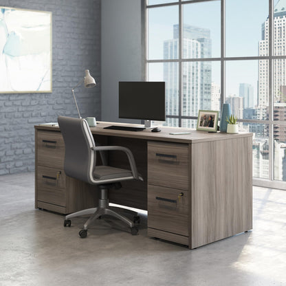 Sauder Office Works Affirm 72 X 30 Desk 2 Drawer Pedestal Ste, Hudson Elm Finish