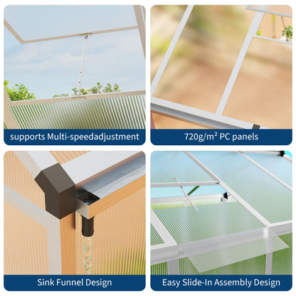 IDEALHOUSE 8×12 FT Greenhouse, Large Walk in Greenhouses for Outdoors and Garden Planting, Polycarbonate Greenhouse with Enhanced Aluminum Frame, Green Houses with Quick Setup Structure and Roof Vent