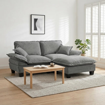 KEIKI 76.3" Modular Sofa with Ottoman, Chenille Sailboat Cloud Couch with Deep Seat Comfort, Modern Loveseat for Apartment Living Room, Lounge Seating, Relaxation Setup