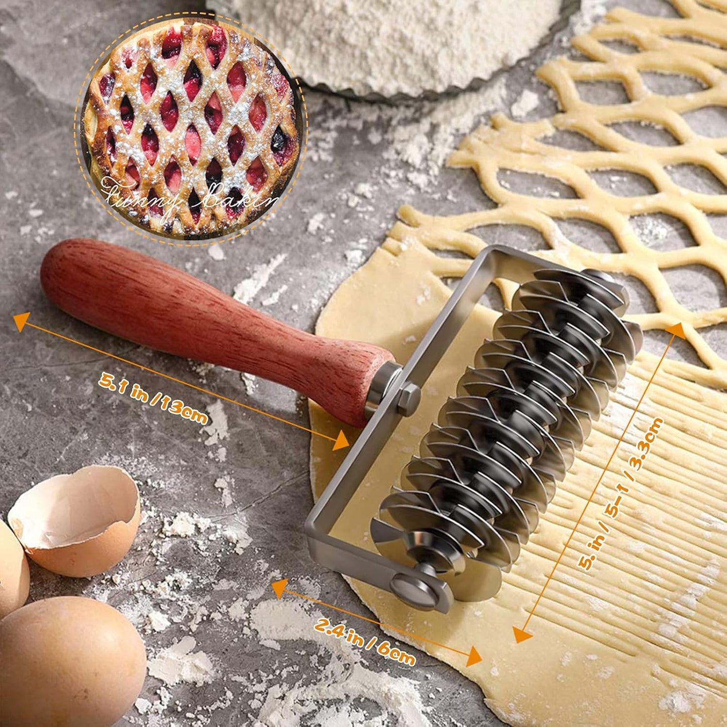 Stainless Steel Lattice Roller Cutter - Dough Baking Tool for Cookie, Pie, Pizza, Household Time-Saver