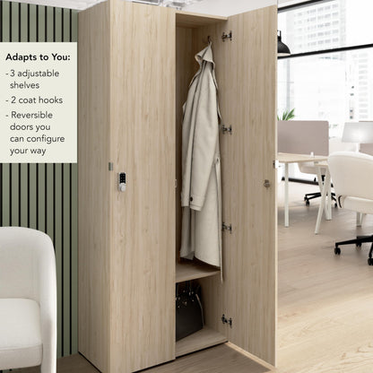 Bush Business Furniture Single Tier 2 Door Storage Locker with Keypad Locks, Office Furniture, Assure Collection, Natural Elm