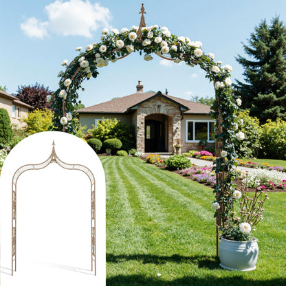 Meyrines Metal Garden Arbor, 102.36” Tall Wrought Iron Archway for Climbing Plants & Flowers, British-Style Garden Trellis,Gothic Inspired Spire,Copper