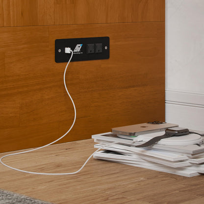 AFI Hamilton Queen Murphy Bed Chest with Mattress, Storage, and Built-in Charger in Light Toffee