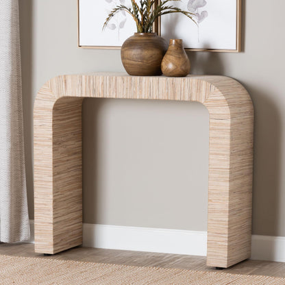 bali & pari Yareli Bohemian Woven Natural Grasscloth Console Table