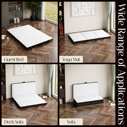 GEMBED Tri-Fold Memory Foam Mattress Queen - 4 Inch Portable Folding Mattress with Handle & Washable Cover, Floor Bed with Non-Slip Base, Space-Saving for Room, Travel, Guest Bed, RV, 78"x58"x4"