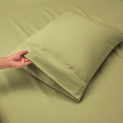Nestl Bed Linen Set - Queen, 4 Piece Microfiber in Sage Green, Deep Pocket, Soft Premium