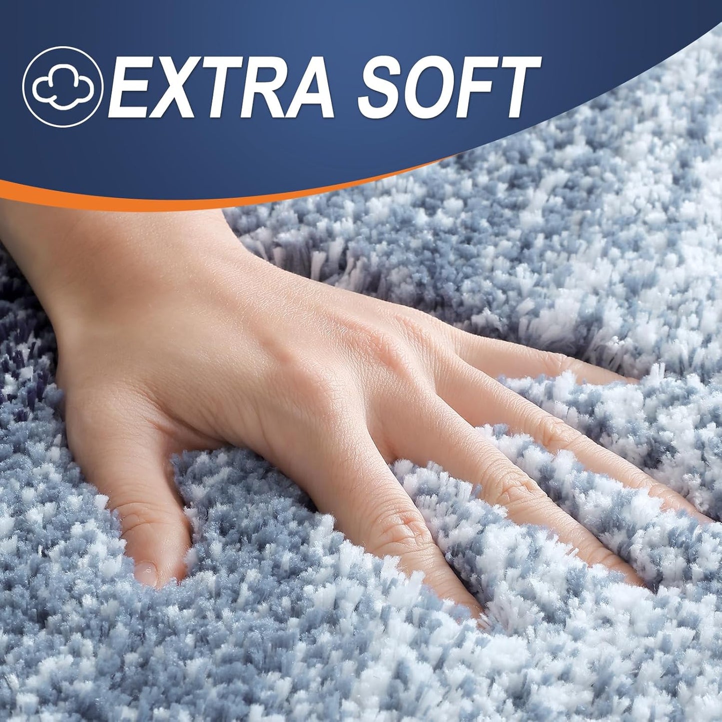 OLANLY Large Bath Rugs - Extra Soft Microfiber with Rubber Backing | Quick Dry, Washable, Airy Blue 54x24
