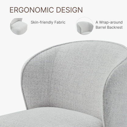 KISLOT Upholstered Dining Chairs with Wheels, No Assembly Stain Resistant Fabric Modern Barrel Armchair with Casters, Dining Room Chairs for Kitchen Living Room Bedroom, Light Grey, Set of 2