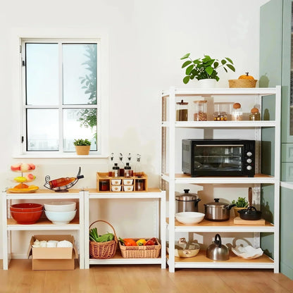 skillmaid 5 Tier White Storage Shelves - Adjustable Pantry Shelves Metal Closet Shelf, Heavy Duty Shelving Unit Utility Rack Organizer for Kitchen Closet Pantry Garage, 28" W x 12" D x 59" H, Set of 4