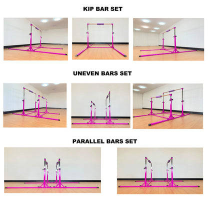 MARFULA Gymnastics Double Horizontal Bars 3Play Parallel Bars Uneven Bars Gymnastics Training Kip Bar with 304 Stainless Steel Regulating Arms & Fiberglass Rail for Indoor Outdoor Home Club Use