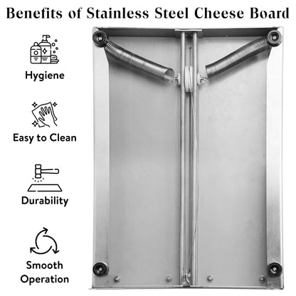 Cheese Stainless Steel Cutting Board And Replacement Wires - 6 Wires 24" + 2 Pairs of Handles + 1 Cheese Cutting Board, Silver