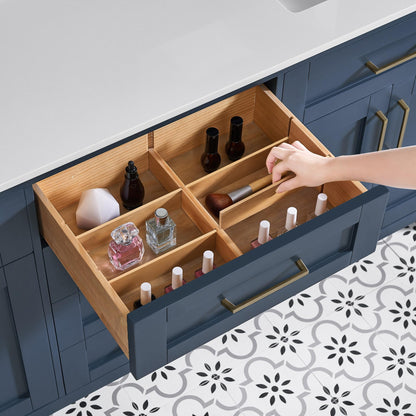 OVE Decors Tahoe 72 Midnight Blue Double Vanity with White Cultured Marble Countertop