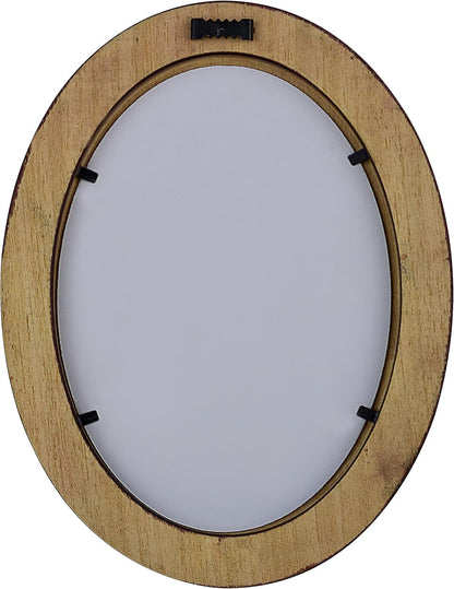 Classic Oval Picture Frame 5x7, Hand Made Solid Wood Frame with Stained Walnut Finish from Italy
