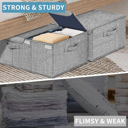 Deep Under Bed Storage Container, 10" Tall Height Underbed Box Bin with Lids, Large Basket for Bedroom, 2 Pack