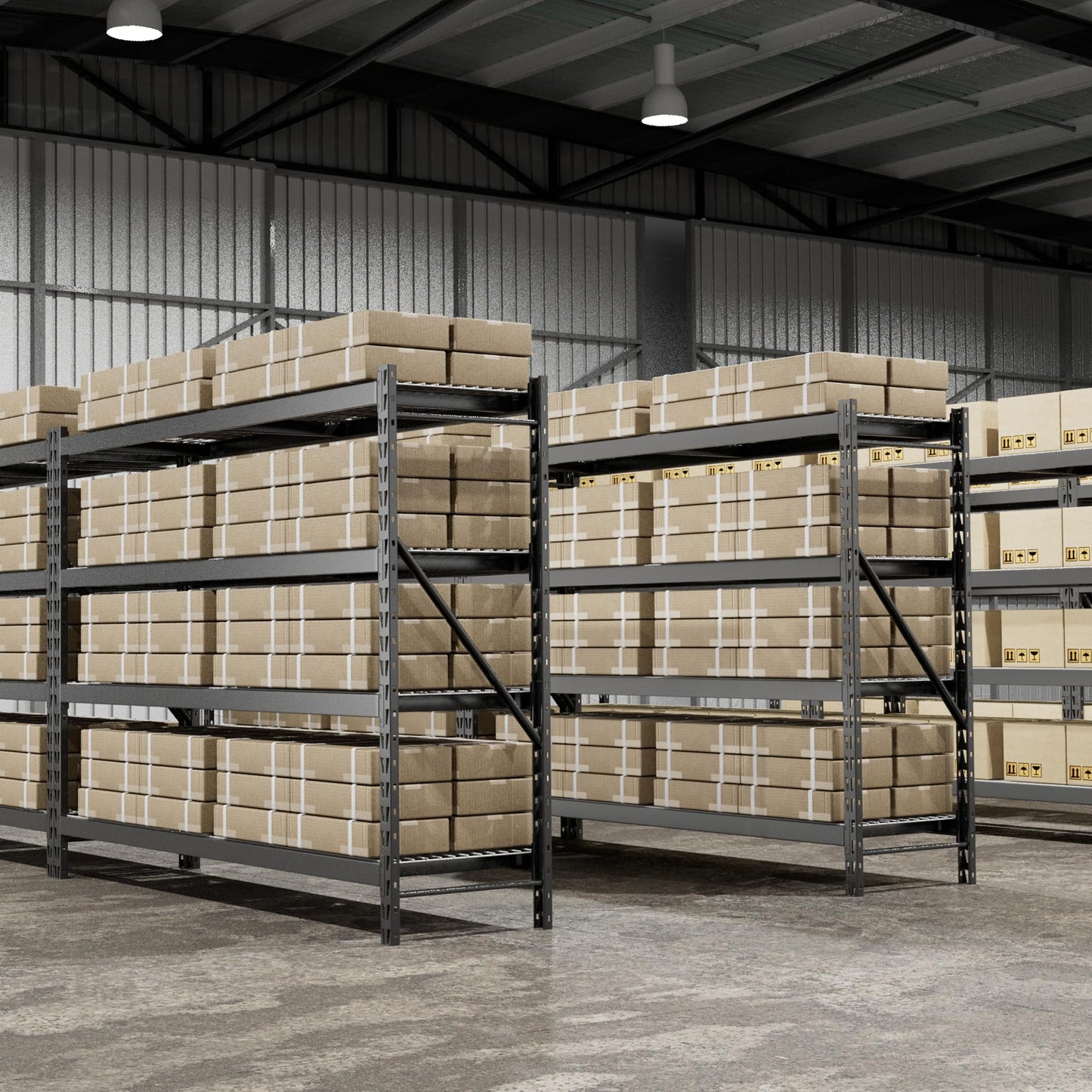 WORKPRO 8000LBS Storage Shelves, 77" Extra-Wide Garage Shelving, Heavy-Duty Metal Shelving Unit, Adjustable 4-Tier Garage Storage Rack for Warehouse, Basement,77" W X 24" D X 72" H, Black