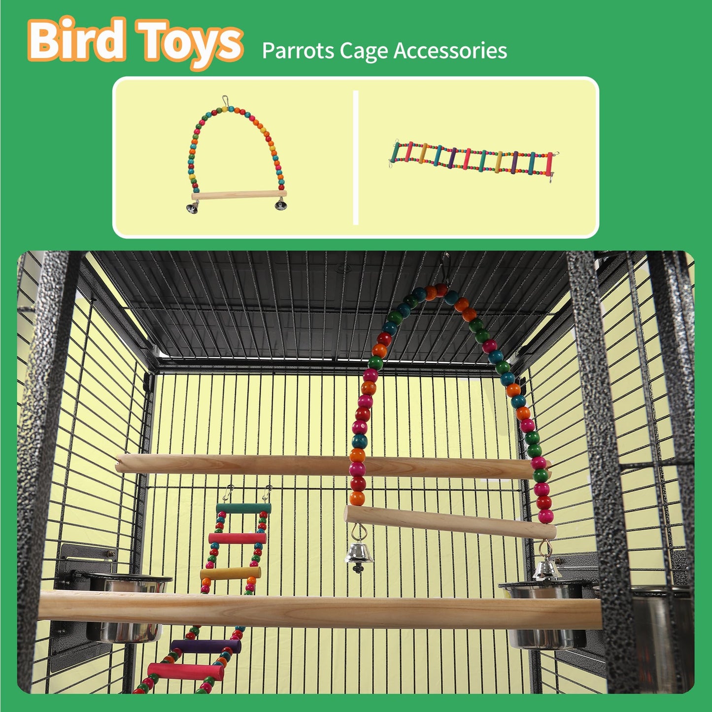 Sinopet 68.5" Extra Large Bird Cages for Parrots,Large Parrot Cages for Large Birds with playtop,Flight Bird Cages for Parakeets with Wheels,Metal cage for Birds,African Grey,Lovebird,Cockatoo,Conure