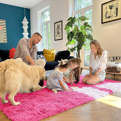 OLANLY Large Area Rug - Soft Fluffy Shaggy Carpet for Living Room & Bedroom | 9x12 Hot Pink