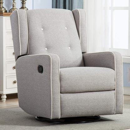 CANMOV Swivel Rocker Recliner Chair, Nursery Glider Chair, Nursery Rocking Chairs, Manual Reclining Chair, Grey