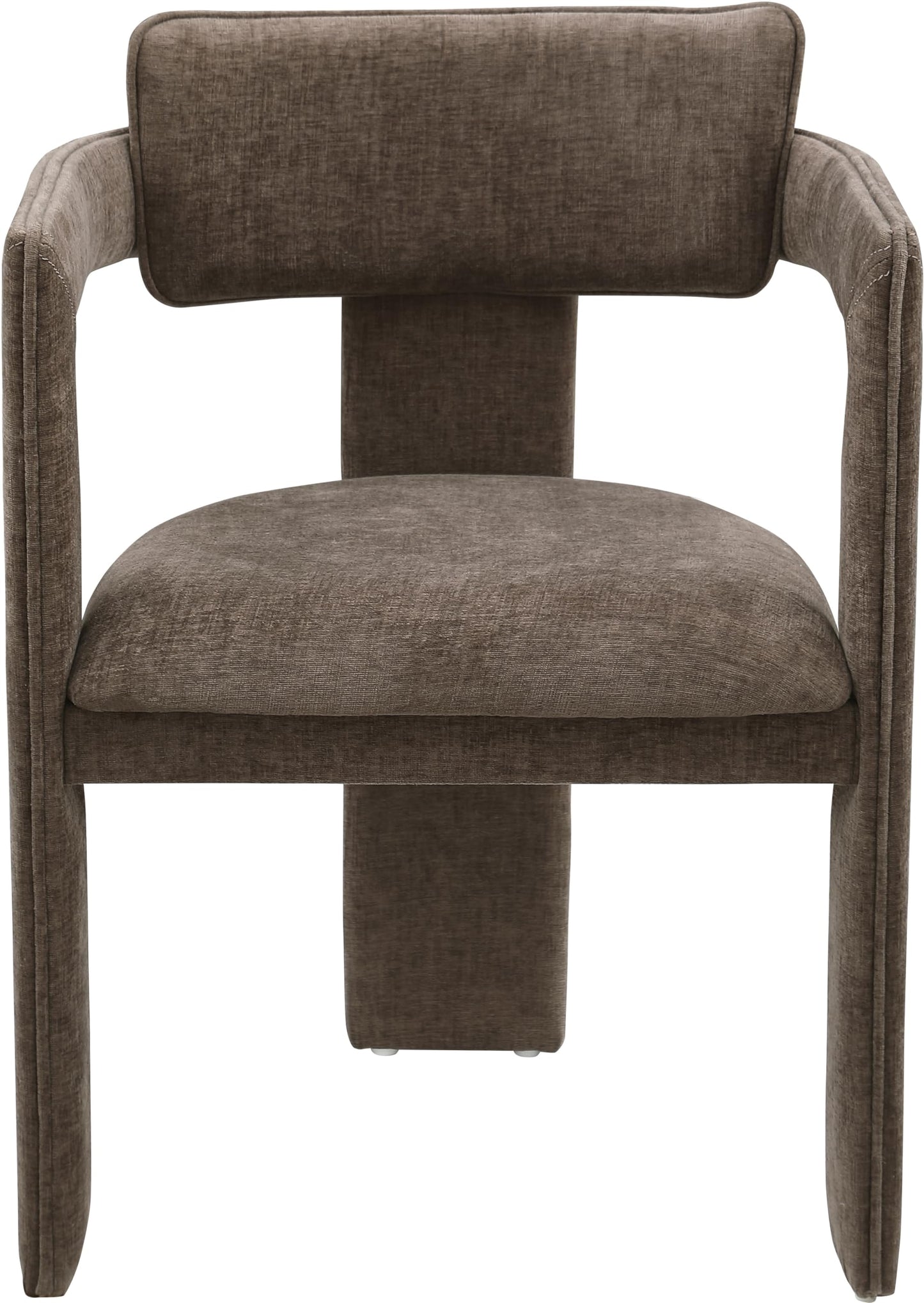 Meridian Furniture 11084Brown-C Brenda Collection Modern | Contemporary Dining Arm Chair/Accent Chair with Soft Brown Chenille Fabric, 23" W x 22.5" D x 31.5" H, Brown, Set of 2