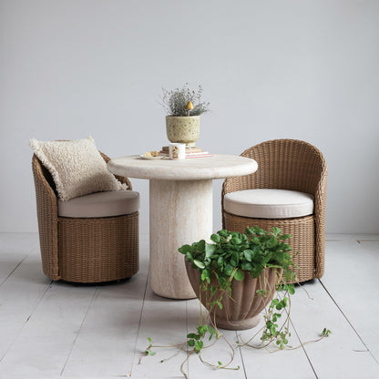 Creative Co-Op Indoor/Outdoor Concrete Table, Natural Travertine Color