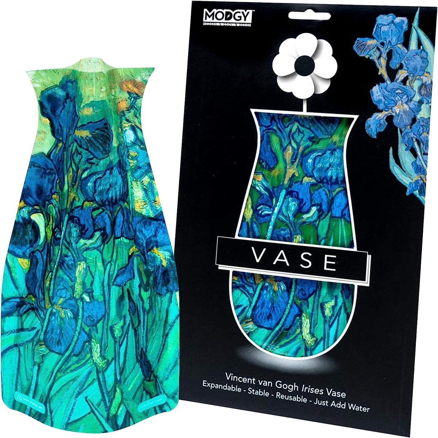 MODGY Expandable Flower Vase, Plastic Decorative Modern Vases for Centerpieces, Dining Table Decor, Van Gogh Irises