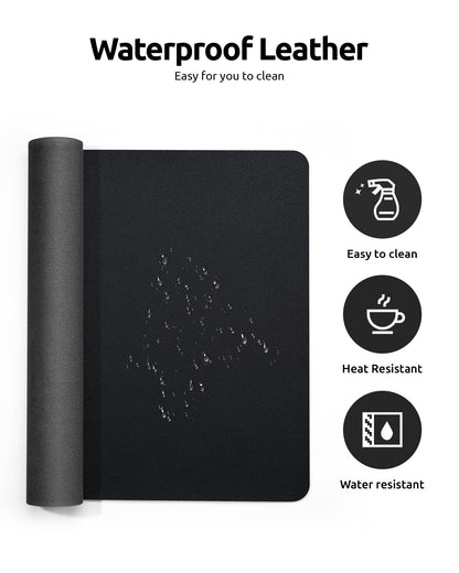 YSAGi Leather Desk Pad Protector, Office Desk Mat, Large Mouse Pad, Non-Slip PU Leather Desk Blotter, Laptop Desk Pad, Waterproof Desk Writing Pad for Office and Home (Black, 23.6" x 13.8")