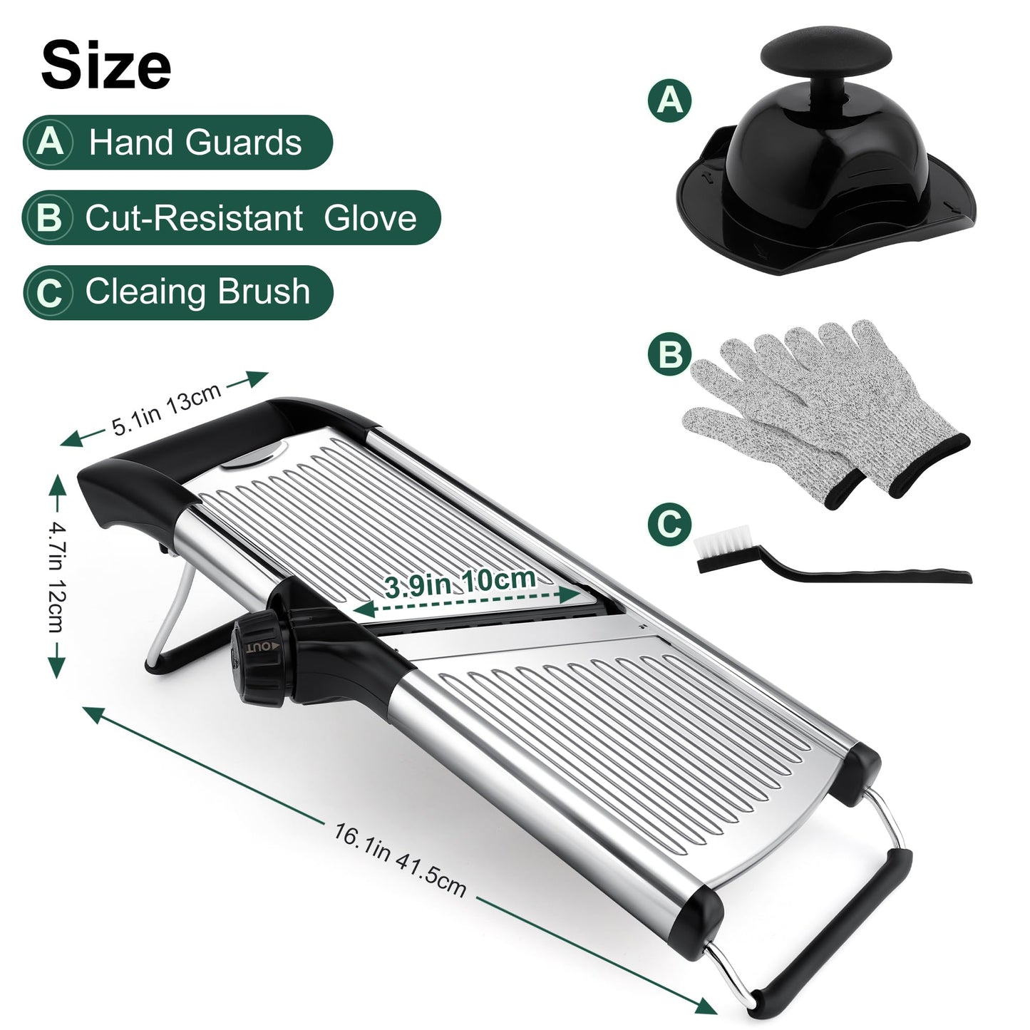 Mandoline Slicer for Kitchen, Adjustable mandoline food slicer， Stainless Steel vegetable slicer with a pair of Gloves