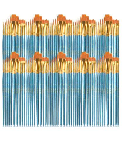 Mr. Pen- Acrylic Paint Brushes Set, 100 Pack, Round & Pointed Tip, Nylon Hair Artist Brushes Bulk for Watercolor, Oil, Rock, Face, Nail, Miniature, Canvas, Detailing, Drawing, Art Supplies