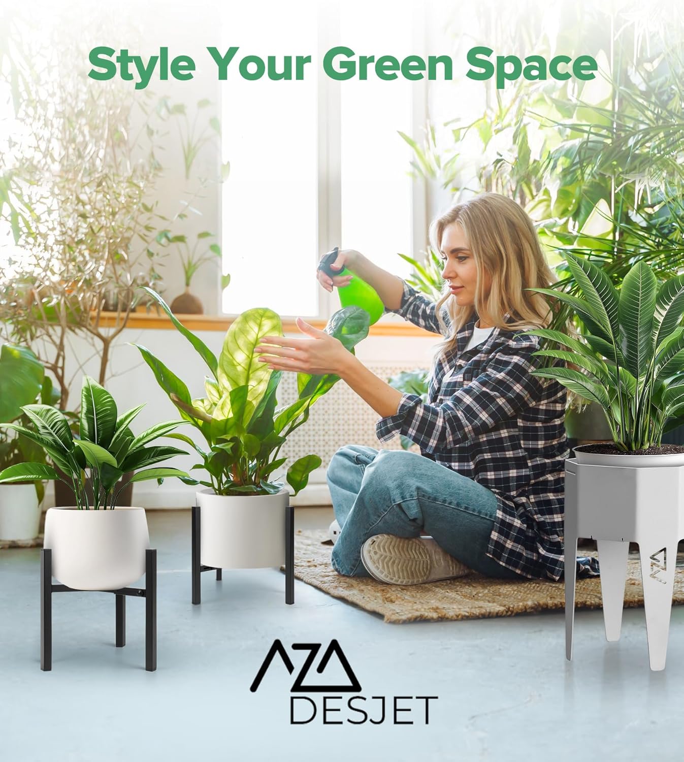 2 Pack, 8 12 Inches Plant Stand Indoor Adjustable Metal Modern Indoor Plant Stand, Heavy Duty Plant Stands Outdoor