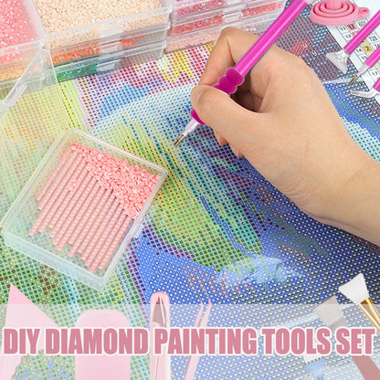 Qlonry 150 Pcs All Inclusive Diamond Painting Tool Kit Diamond Art Accessories Kit Including A4 LED Light Pad Kit,Bracket,Convex Point Design Storage Box,Painting Pen for DIY Craft