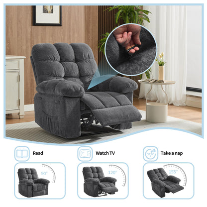 Garvee Manual Recliner Chair,Ergonomic Overstuffed Breathable Fabric Reclining Chair with Side Pockets,q235 Steel Frame Lazy Boy Recliner Single Sofa for Living Room Bedroom